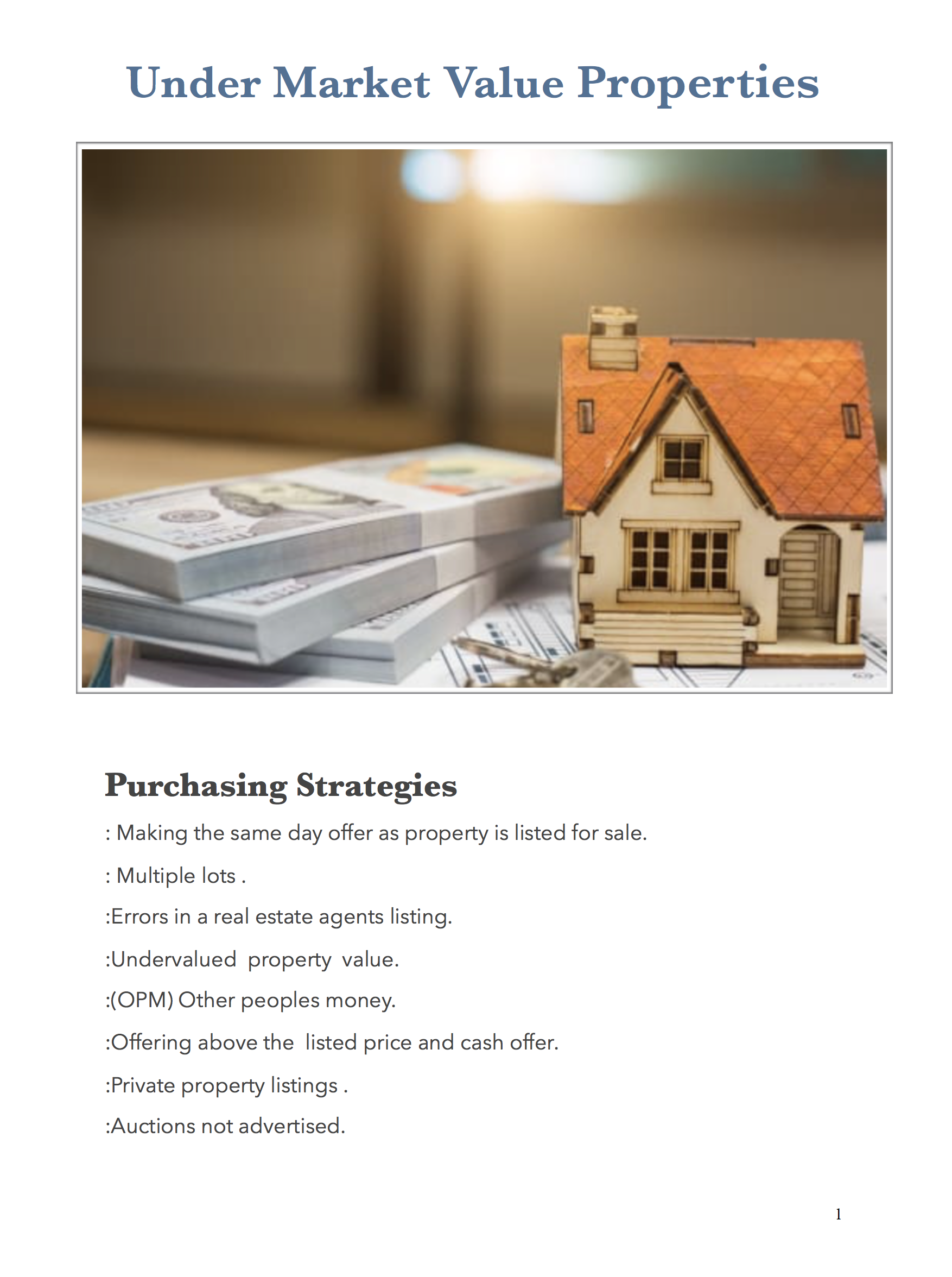 Under Market Value Properties